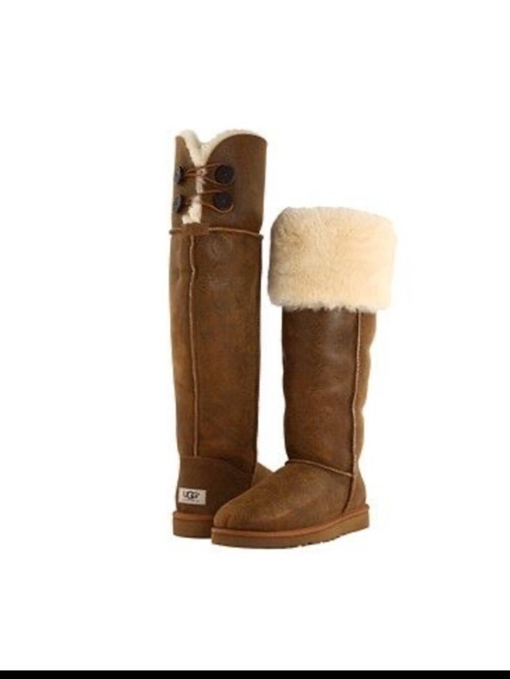UGG Over The Knee Bailey Button Bomber Boots 3172 size 8 In Chestnut